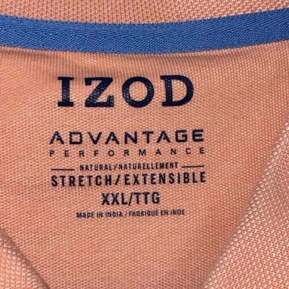 Izod Advantage Performance XXL Peach Polo Shirt Natural Stretch Cotton/Poly Blen - Picture 2 of 8